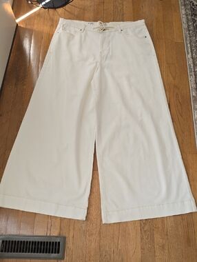 A.N.A BRAND WOMEN'S PLUS SIZE WHITE LOW-RISE WIDE-LEG JEAN PANTS SIZE 18